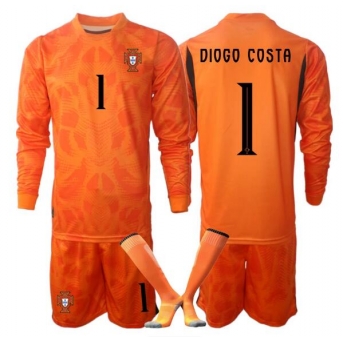 Billige Fotballdrakt Portugal Diogo Costa #1 Keeper Replika Bortedraktsett Barn VM 2026 Langermet (med bukser)